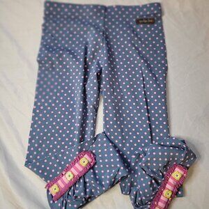 Matilda Jane, blue polka dot leggings, size 12, EUC, $12